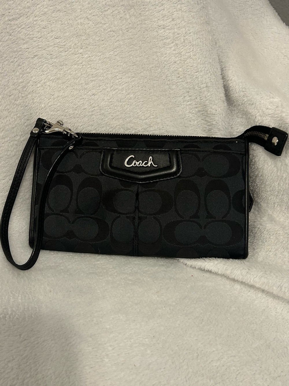 Coach Black Signature Canvas Wristlet